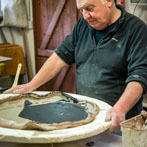 John Higgins at work in his studio 2018